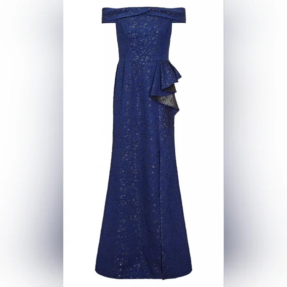 𝅺Adrianna papell off the shoulder jacquard dress - Picture 9 of 10